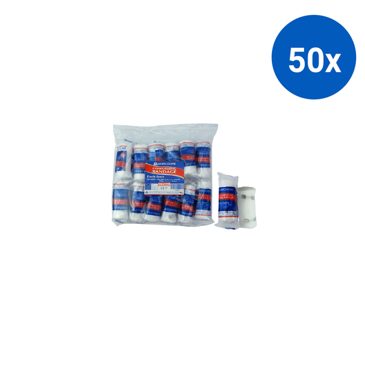 Livingstone Conforming Bandage with Clips 75mm x 4m Stretched 12/Pack - White x50