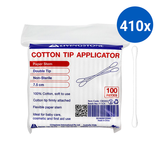 Livingstone Cotton Tip Applicator Double Tipped 7.5cm 100/Pack - White x410