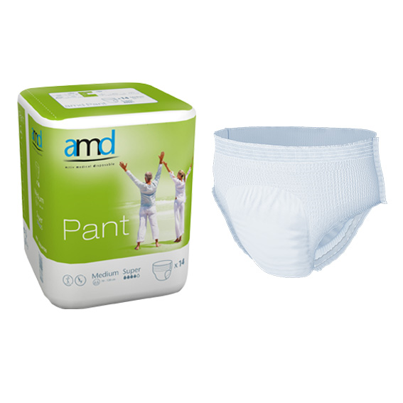 Adult Pull Up Diaper Pants Cotton Feel Super Absorbent Medium 70-110cm Waist 14/Bag 84/Carton - White x5