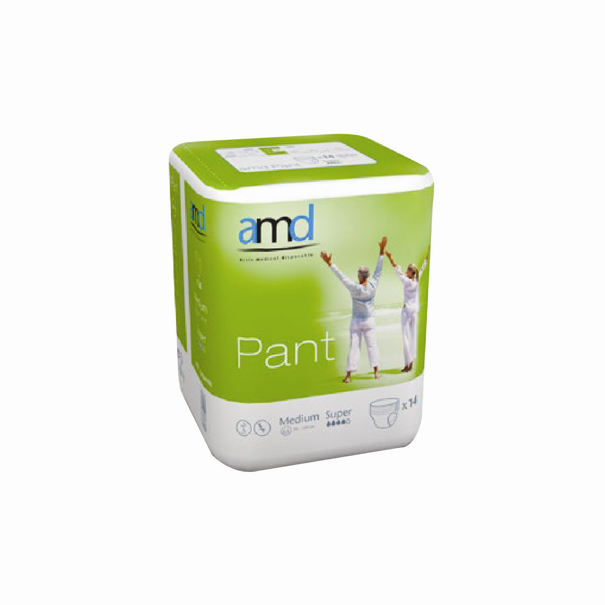 Adult Pull Up Diaper Pants Cotton Feel Super Absorbent Medium 70-110cm Waist 14/Bag 84/Carton - White x5
