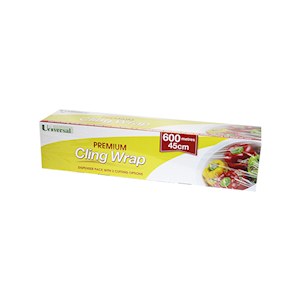 Universal Choice Plastic Cling Wrap In Dispenser Pack with Cutter 45cm x 600m 6 Rolls/Carton - Yellow x5