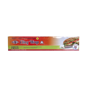 MaxValu Plastic Cling Wrap in Dispenser Pack with Cutter 45cm x 600m PVC & BPA Free - Red x25