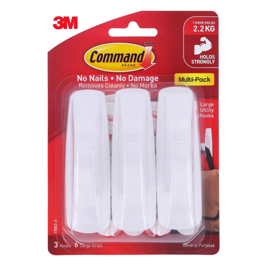 Command 17003VP Large Hooks – 3 Pack