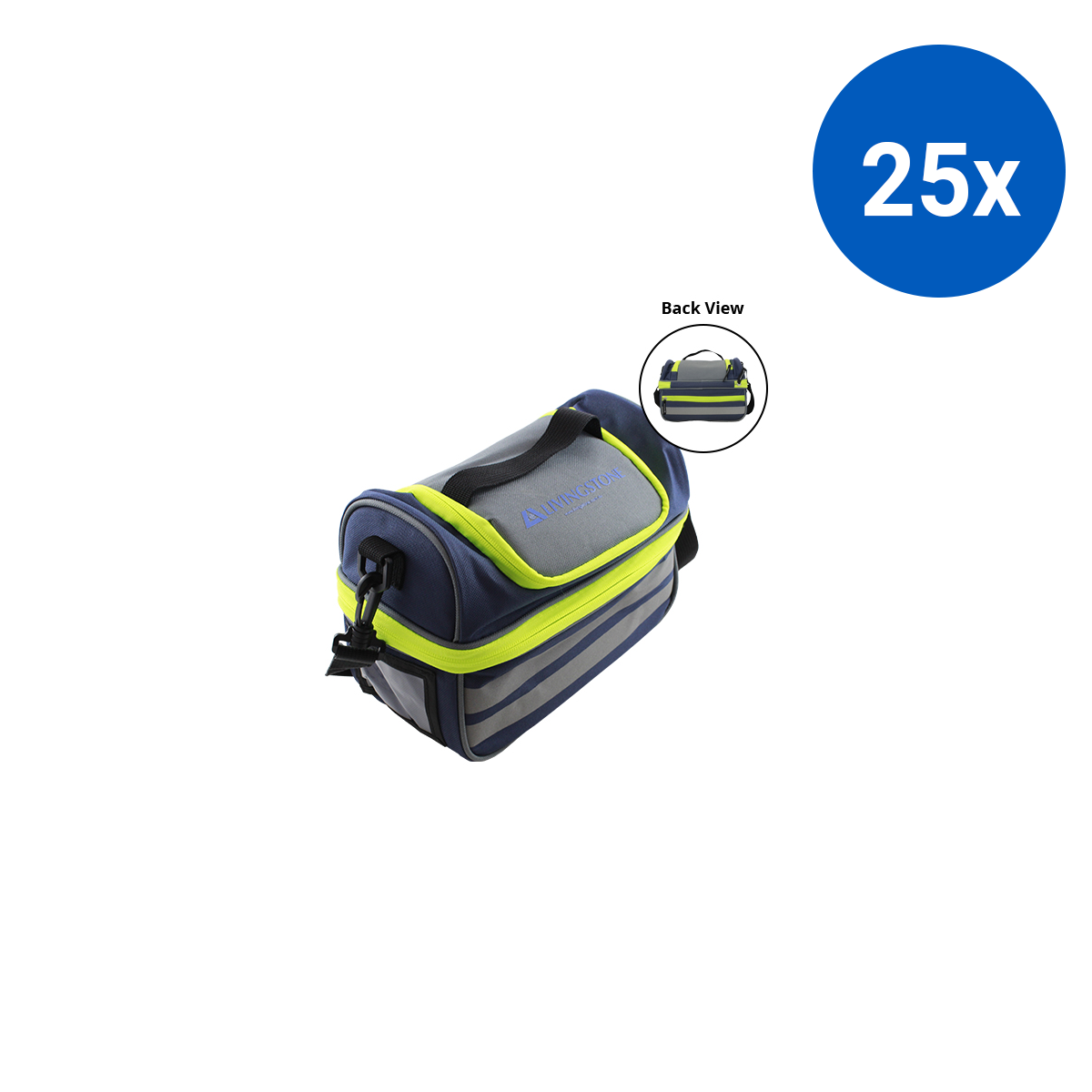 Livingstone Insulated Vaccine Cooler Bag 24x12x19cm 5.5L 3 Compartments - Blue x25