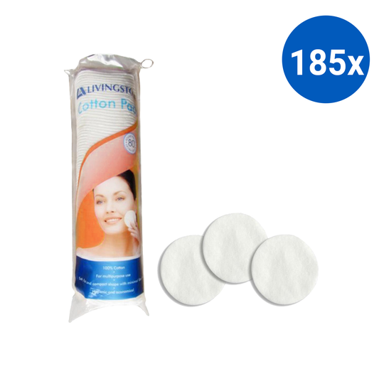 Livingstone Cosmetic Pad Round Cotton with Semi Sealed Edge 80 Pads/Bag - White x185
