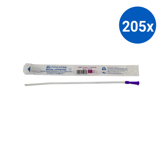 Livingstone Rectal Catheter Tube 22FG 7.33mm Diameter 40cm Sterile - Purple x205