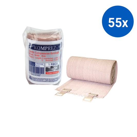 Komprez Long Elastic Heavy Compression Bandage 8cm x 3.5m stretchable to 9.8m - Brown x55