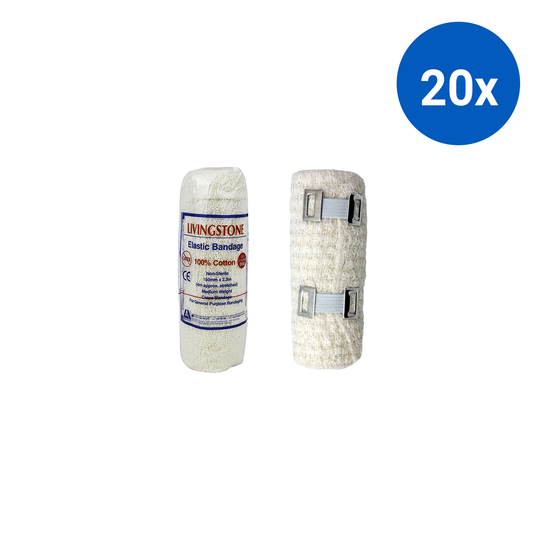 Livingstone Crepe Bandage Medium Weight 15cm x 4m Wrinkled All Cotton 12/pack - White x20