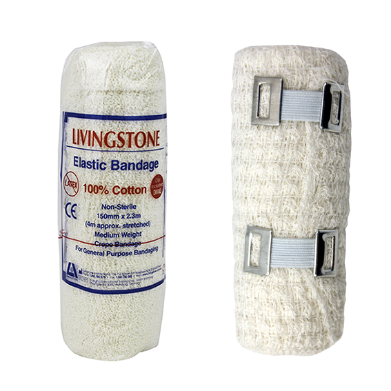 Livingstone Crepe Bandage Medium Weight 15cm x 4m Wrinkled All Cotton 12/pack - White x20