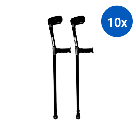 Livingstone Elbow Crutches Aluminium Adjustable Extra Large 125 - 134.5cm 2/Pack - Black x10