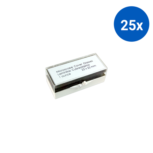 Marienfield Microscope Cover Slip 22 x 22mm No. 2 Thickness Borosilicate 3.3 Glass 111/Pack Germany - Clear x25