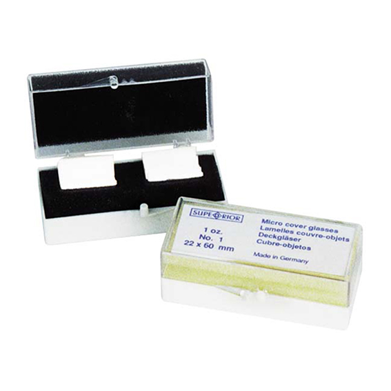Superior Marienfield Microscope Cover Slip 22x50mm No. 1 Thickness Borosilicate 3.3 Glass 1 Ounce/Pack 10 Packs/Box Germany - Clear x5