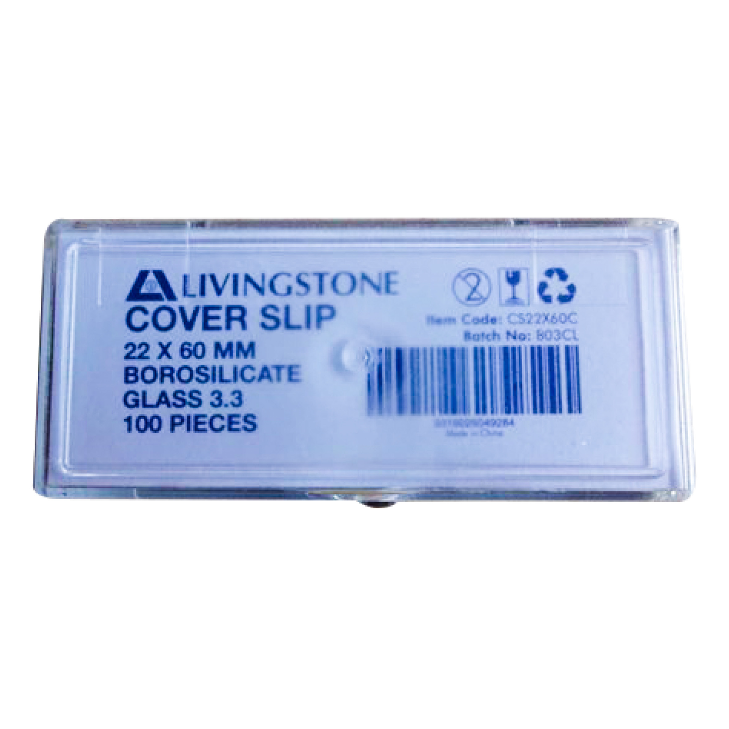 Livingstone Microscope Cover Slip 22 x 60mm No. 1.0 Thickness Borosilicate 3.3 Glass 100/Pack 1000/Box - Clear x5