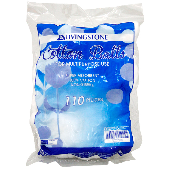Livingstone Cotton Balls 100% Cotton 0.6g Non-Sterile 110/Bag - White x190