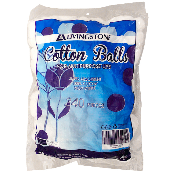 Livingstone Cotton Balls with Natural Fibres 0.6g Non-Sterile 240/Bag - White x105