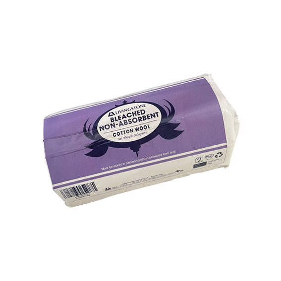 Livingstone Bleached Non Absorbent Cotton Wool 500g Non-Sterile - White x15