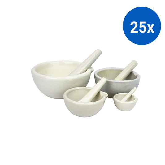 Livingstone Mortar and Pestle 100ml 100mm Diameter Porcelain - White x25