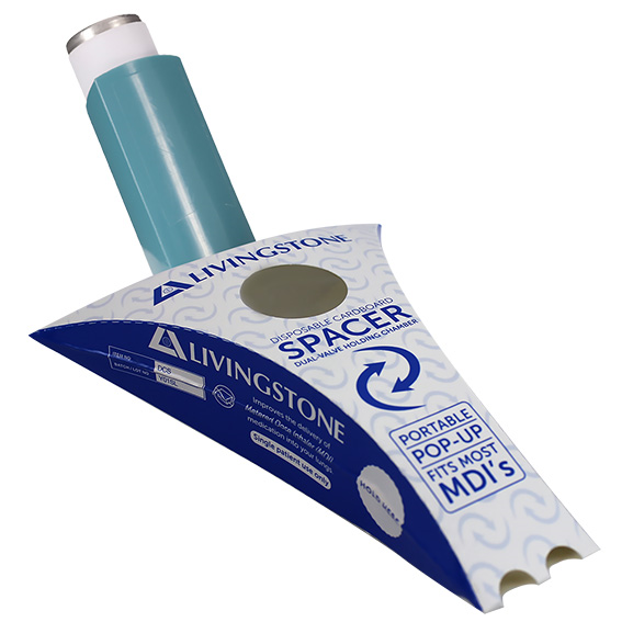 Livingstone Flat Disposable Cardboard Asthma Spacer 25 Pcs/Box - Blue x5