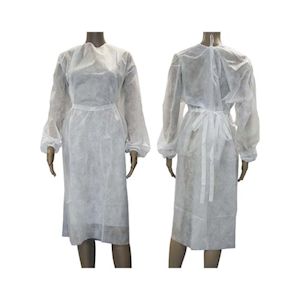 Livingstone Isolation Gown With Tie Long Sleeve AAMI Level 1 40GSM Nonwoven Dust Coat 1/Pack 100/Carton - Clear x5