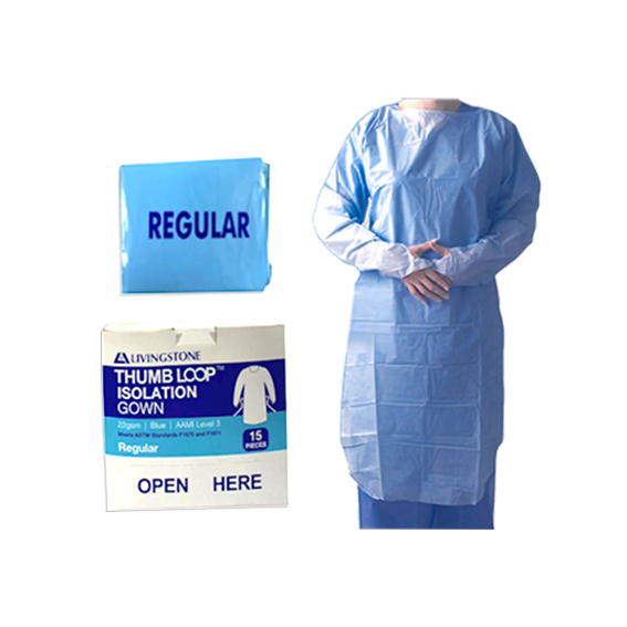 Livingstone Impervious Film Isolation Gown with Tie One Size 1/Pack 75/Ctn - Blue x5