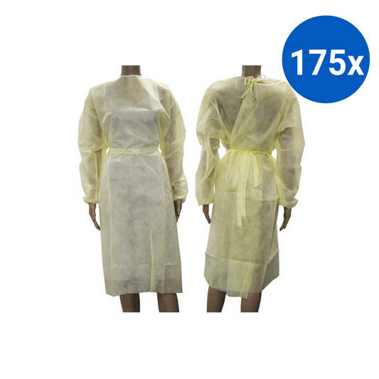 Liv Isolation Gown with Tie Long Sleeve AAMI Level 1 40GSM Nonwoven 1/Pack - Yellow x175