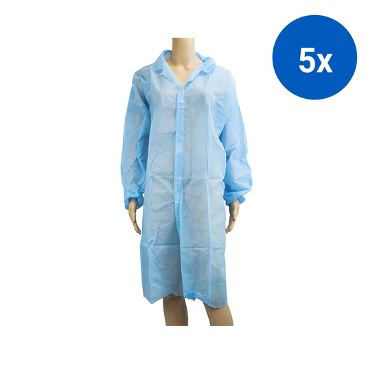 Liv Isolation Gown Dust Coat Fastener Button w/o Pocket Free Size 100/Ctn - Blue x5