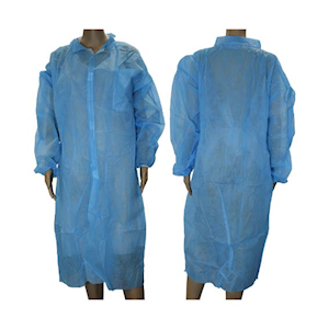 Livingstone Isolation Gown Dust Coat Long Sleeve Free Size with Fastener and Pocket Nonwoven - Blue x5