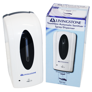 Livingstone Touchless Automatic Liquid Hand Sanitiser Alcohol Spray Dispenser 1 L - White