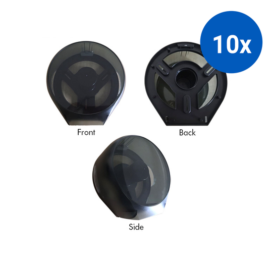 Liv Single Jumbo Tissue Roll Dispenser 27x27x12cm Compatible 23-26cm Tissue Roll - Black x10