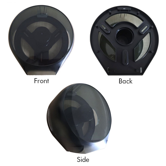 Liv Single Jumbo Tissue Roll Dispenser 27x27x12cm Compatible 23-26cm Tissue Roll - Black x10