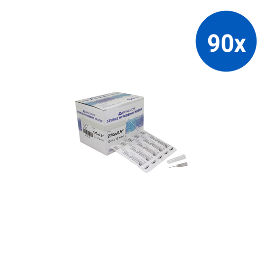 Livingstone Hypodermic Needles 27G (0.4mm) x 0.5" (13mm) 100 Pcs/Box - White x90