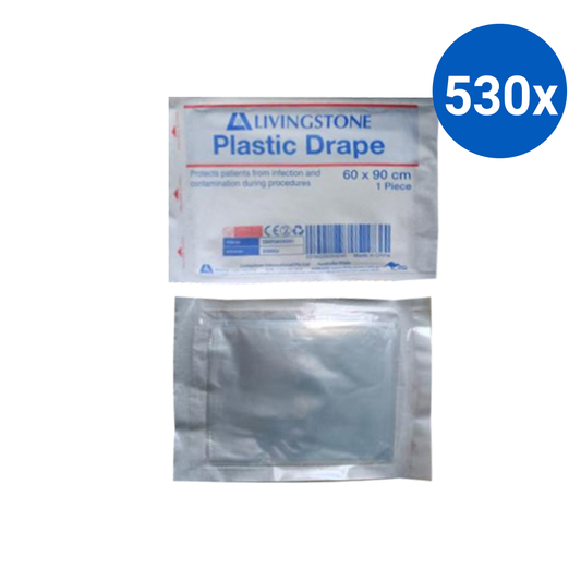 Livingstone Recyclable Plastic Drape Sheet Sterile 60 x 90cm - Clear x530
