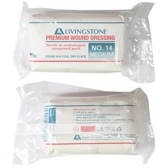 Livingstone Premium Wound Dressing Bandage #14 Medium 12/Pack - White x20