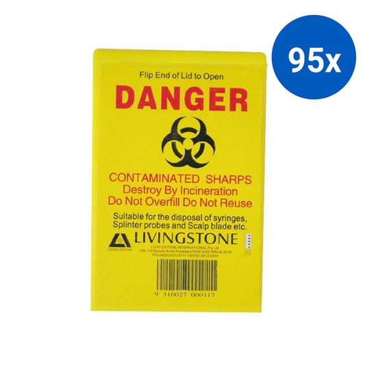 Fitpack Needles Sharps Waste Collector 90ml Capacity 60 x 25 x 90mm 5-Pack - Yellow x95
