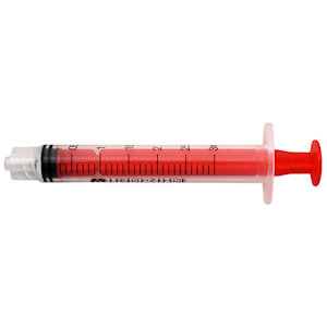 Livingstone Syringe 3ml Luer Lock Tip Red Plunger Latex Free Hypoallergenic 100/Box - Red x20