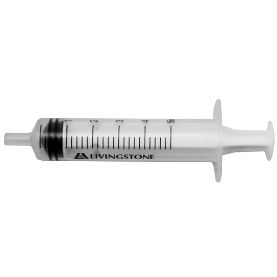 Livingstone Syringe 5ml Luer Slip Tip Latex Free Hypoallergenic Sterile 100 Pcs/Box - White x35