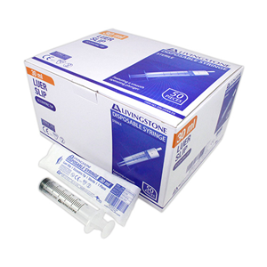 LIV Syringe 30mL Luer Slip Tip Eccentric Off Centre Sterile Hypoallergenic Latex Free Medical Grade Injector 50 Pieces/Box - White x15