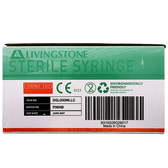 Livingstone Syringe 50ml Luer Lock Tip 20/Box - Clear x15