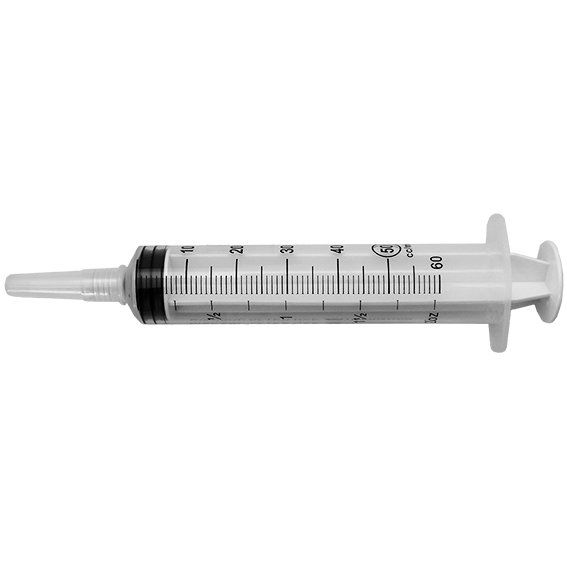Livingstone Syringe 60ml Catheter Tip with Cap Latex Free Hypoallergenic Sterile 25/Box - Clear x15