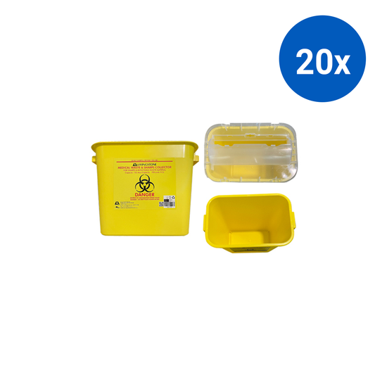 Livingstone Needles Sharps Waste Collector 10L with Sliding Lid - Yellow x20