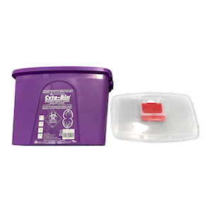 Livingstone Cytotoxic Sharps Needles Waste Collector 15 L with Sliding Lid and Finger Guard - Purple x15