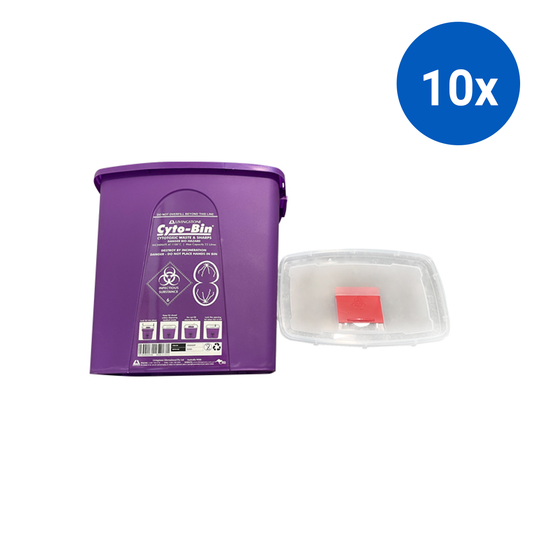 Livingstone Sharps Needles Waste Collector 23L with Sliding Lid and Finger Guard - Purple x10