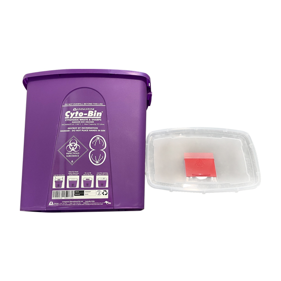 Livingstone Sharps Needles Waste Collector 23L with Sliding Lid and Finger Guard - Purple x10