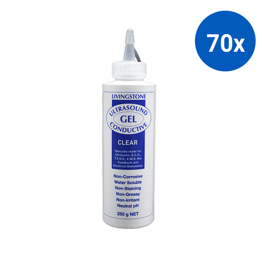 Livingstone Conductive Lubricant Clear Gel for Ultrasound and ECG Electrocardiogram 250ml in Easy Squeeze Bottle - Clear x70