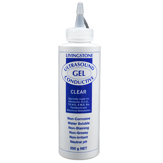 Livingstone Conductive Lubricant Clear Gel for Ultrasound and ECG Electrocardiogram 250ml in Easy Squeeze Bottle - Clear x70