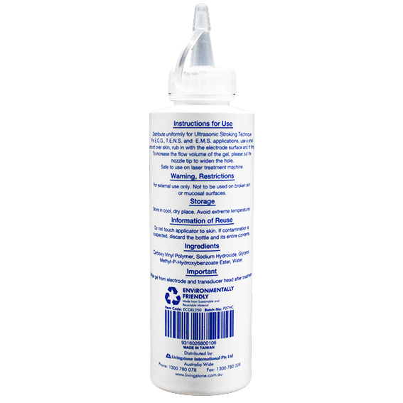 Livingstone Conductive Lubricant Clear Gel for Ultrasound and ECG Electrocardiogram 250ml in Easy Squeeze Bottle - Clear x70