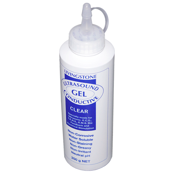 Livingstone Conductive Lubricant Clear Gel for Ultrasound and ECG Electrocardiogram 250ml in Easy Squeeze Bottle - Clear x70