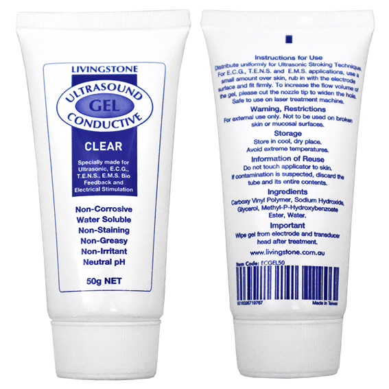 Livingstone Conductive Lubricating Gel for Ultrasound and ECG 50ml tube - Clear x165