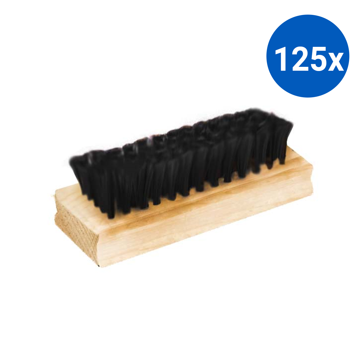 Shoe Brush Biodegradable Wooden Stock 11 x 3.8 x 1.5cm - Black Bristles x125