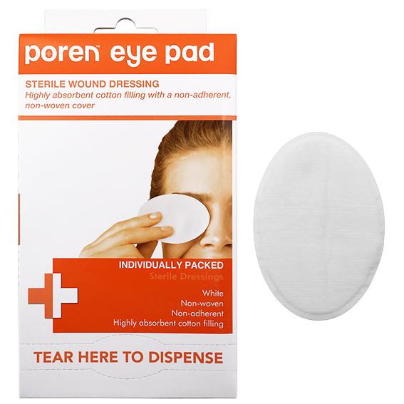 Poren Eye Pad Wound Dressing Nonwoven Latex Free Sterile 50/Box - White x45